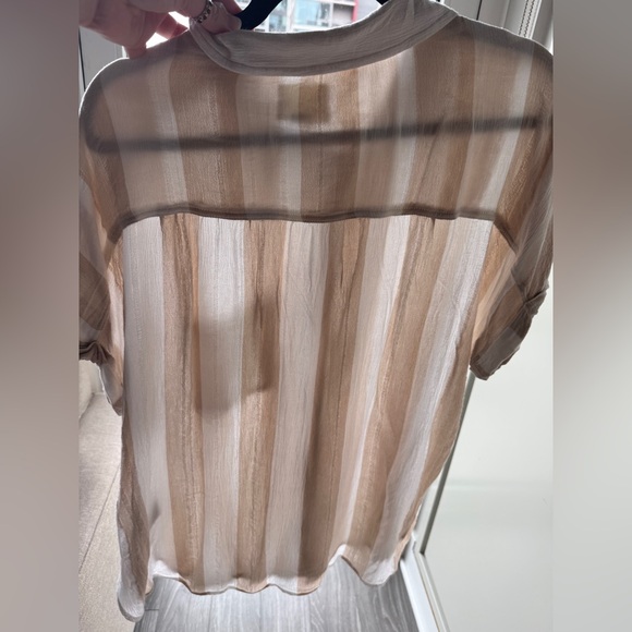 American Eagle Outfitters Slightly Sheer Gauzy Striped Button Down Shirt XL EUC - Picture 2 of 8